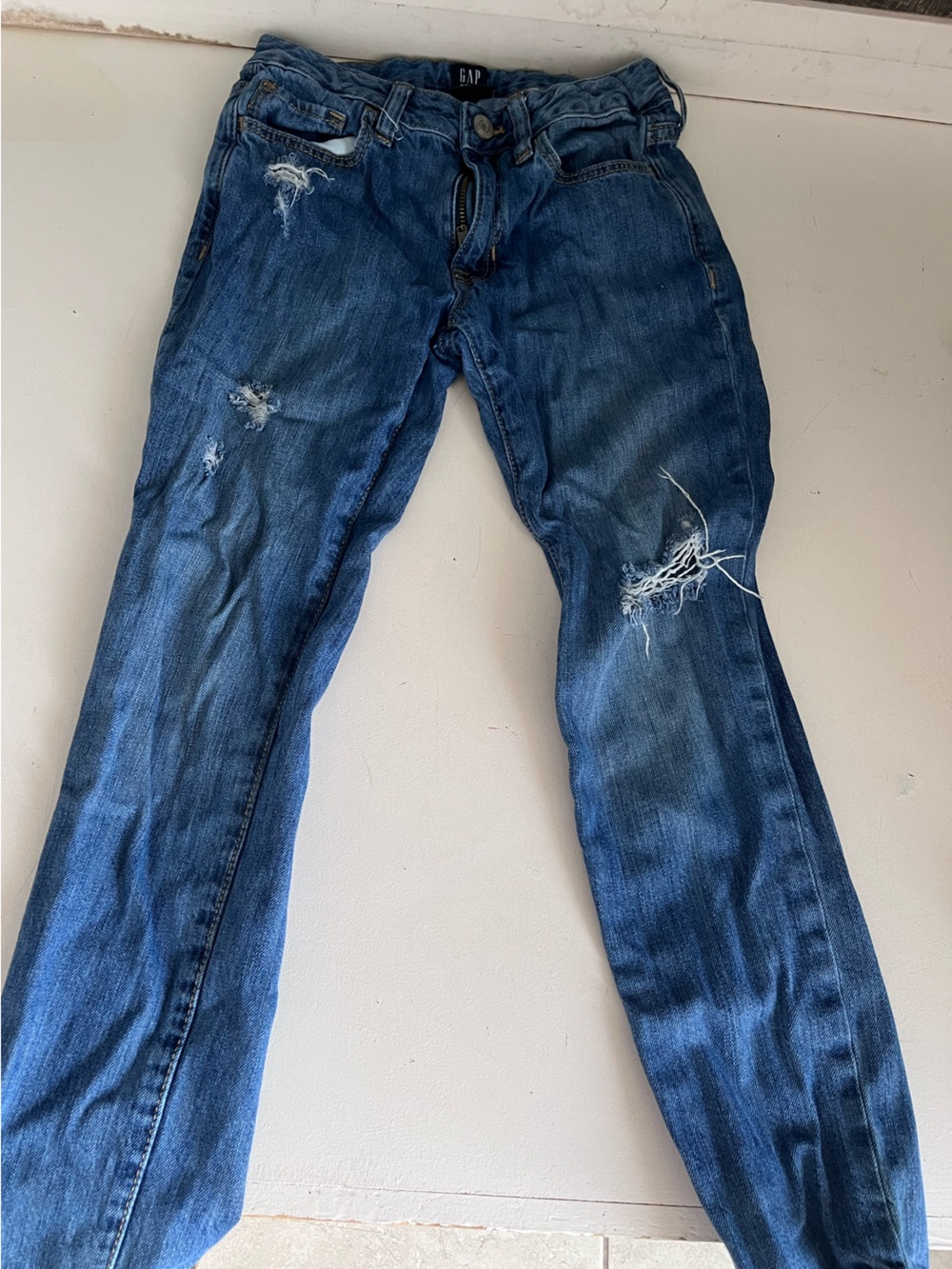 GAP Slim Fit Distressed Dark Blue Jeans